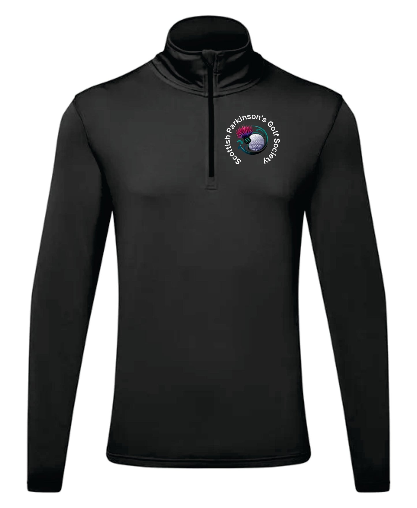 Scottish Parkinson's Golf Society recycled long sleeve brushed back ¼ zip top mid layer