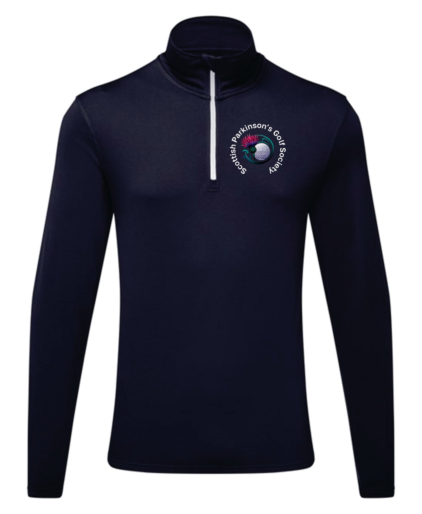 Scottish Parkinson's Golf Society recycled long sleeve brushed back ¼ zip top mid layer