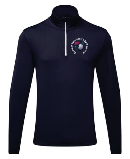 Scottish Parkinson's Golf Society recycled long sleeve brushed back ¼ zip top mid layer