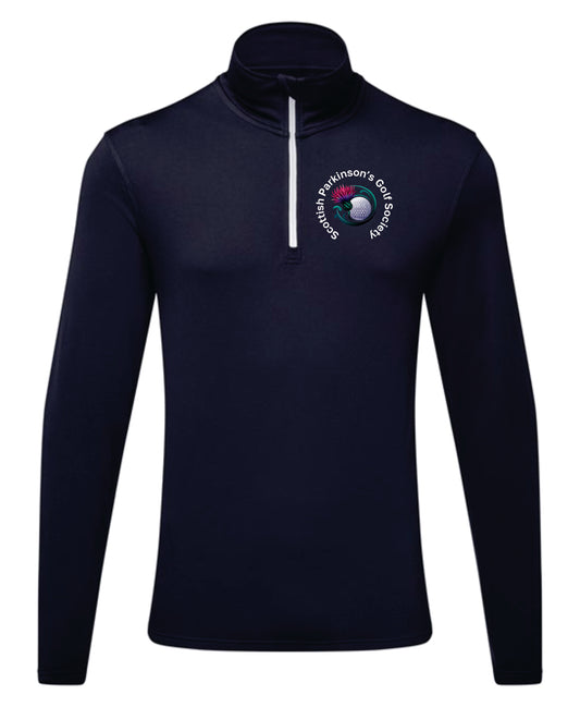 Scottish Parkinson's Golf Society recycled long sleeve brushed back ¼ zip top mid layer