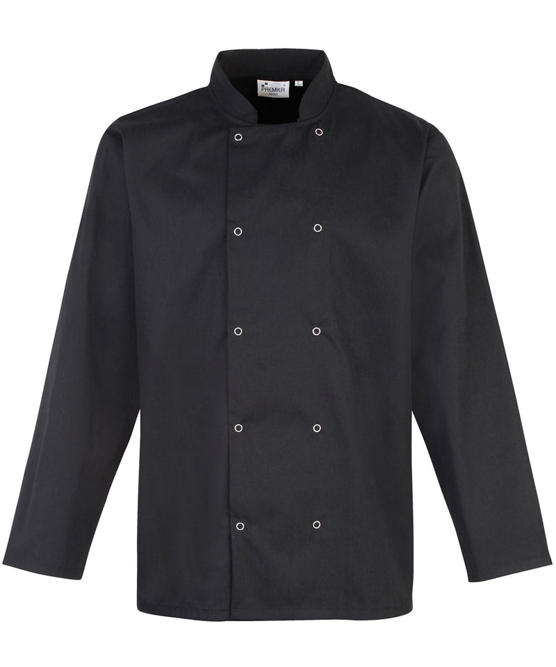Studded front long sleeve chef's jacket - personalised by IPM Teamwear
